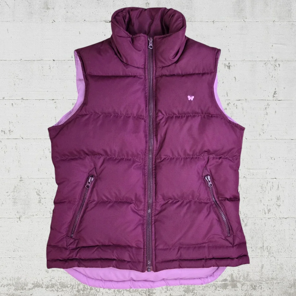 Y2K Aeropostale Purple Down Filled Mock Neck Full Zip Puffer Vest Size Medium